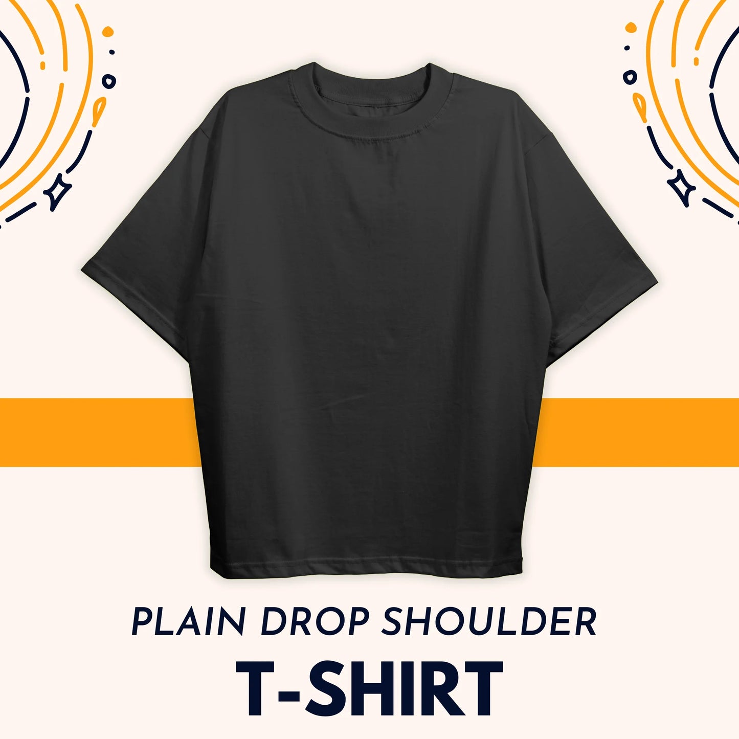 Plain Drop Black Shoulder Tee Shirt
