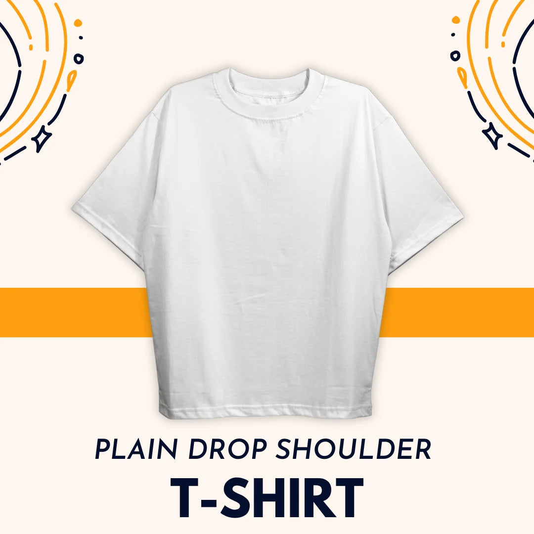 Plain Drop White Shoulder Tee Shirt