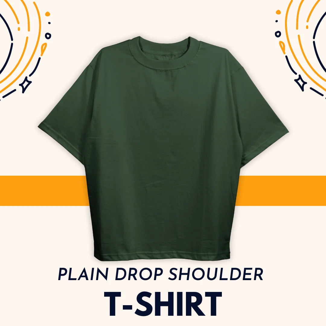 Plain Drop Olive Shoulder Tee Shirt