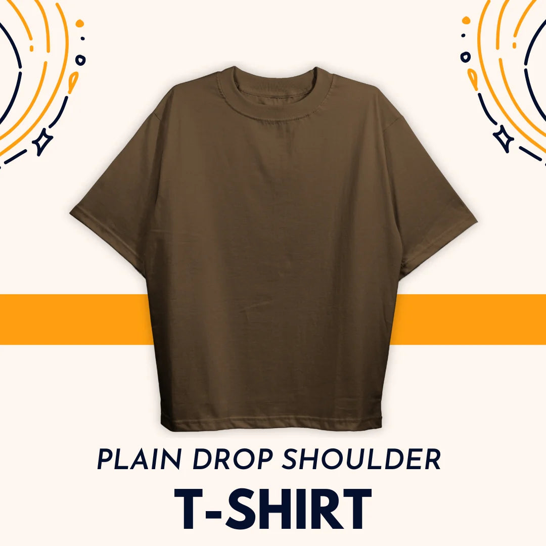 Plain Brown Drop Shoulder Tee Shirt