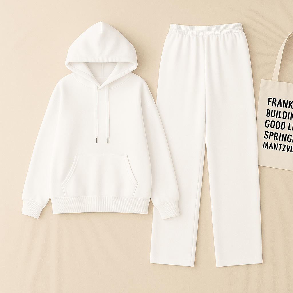 White Hoodie & White Flapper Trouser
