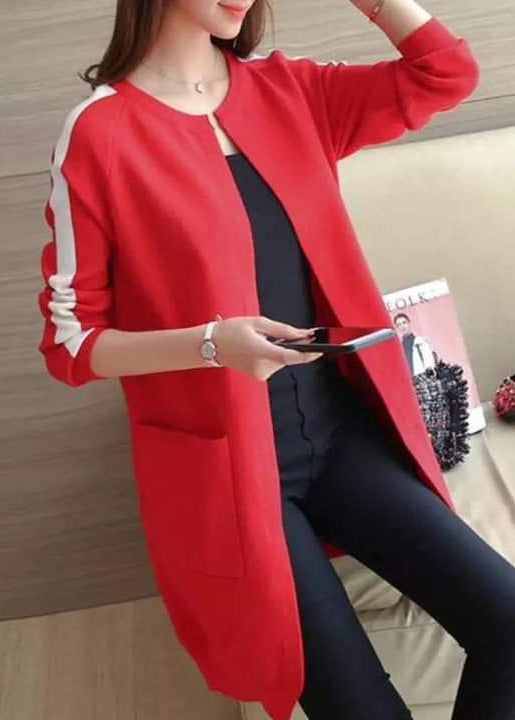 Striped Fleece Long Coat