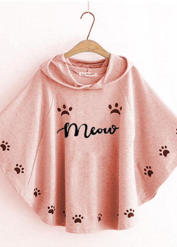 Round Style Meow Hooded Poncho