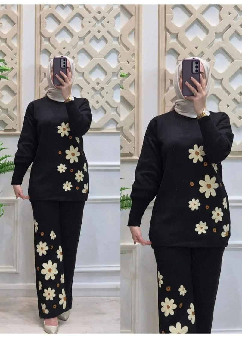 Drop Shoulder Printed Fleece Top & Trouser Set