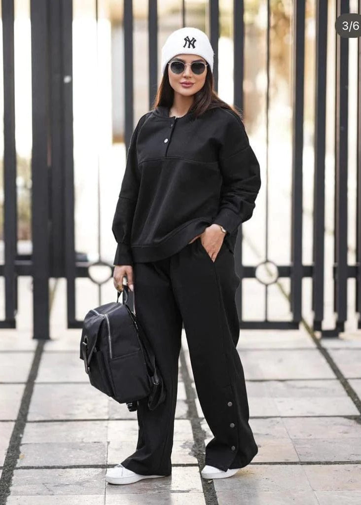 Hello Winter 2-Pcs Button Hooded Tracksuit