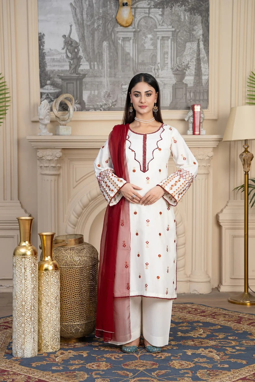 Riwaayat Rouge – Embroidered 3PC Festive Set