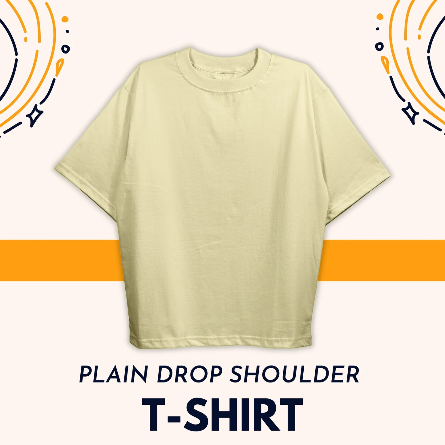 Plain Drop Cream Shoulder Tee Shirt