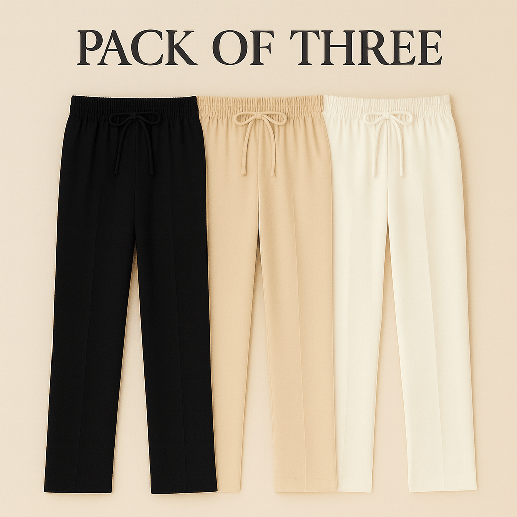 Pack of Three  Beige, Black, & White Flapper Trouser