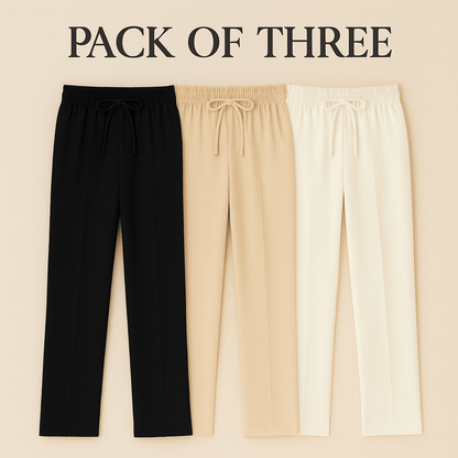 Pack of Three  Beige, Black, & White Flapper Trouser