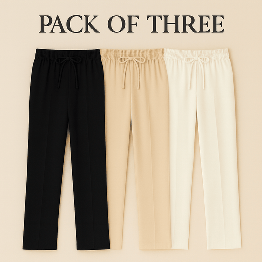 Pack of Three  Beige, Black, & White Flapper Trouser