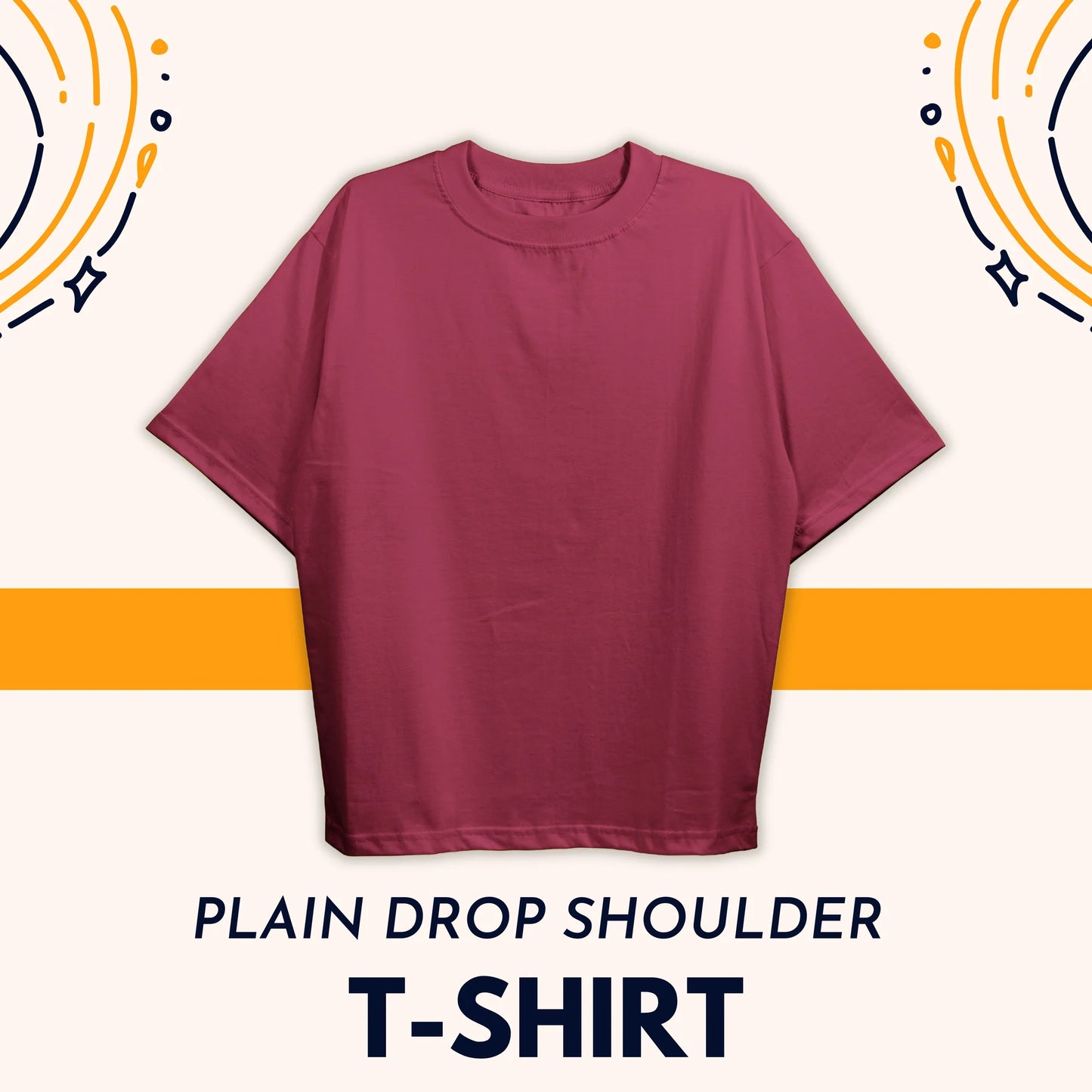 Plain Drop Mahroon Shoulder Tee Shirt