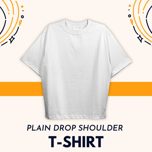 Plain Drop White Shoulder Tee Shirt