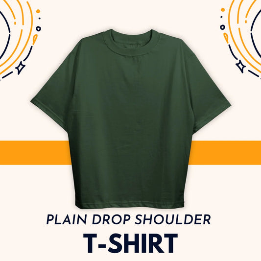Plain Drop Olive Shoulder Tee Shirt