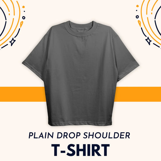 Plain Drop Gray Shoulder Tee Shirt