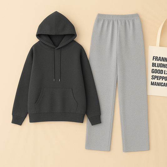 Charcoal Hoodie & Grey Flapper Trouser Set