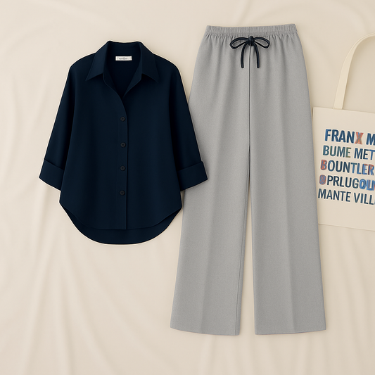 Navy Shirt & Gray Pant Set