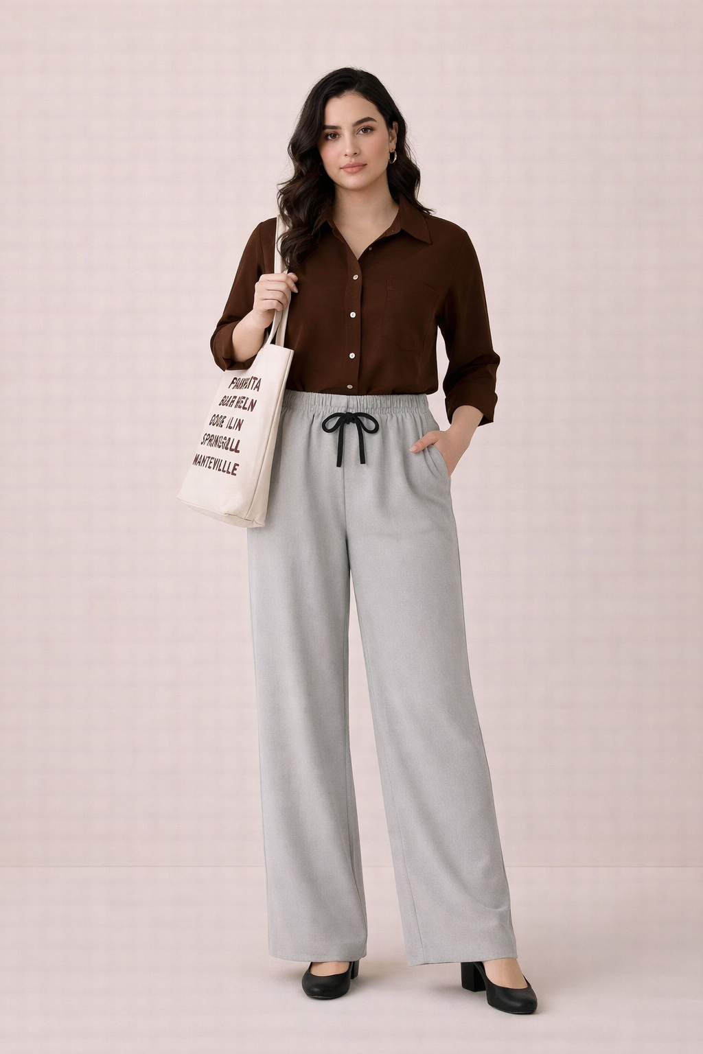 Brown Shirt & Gray Pant Set