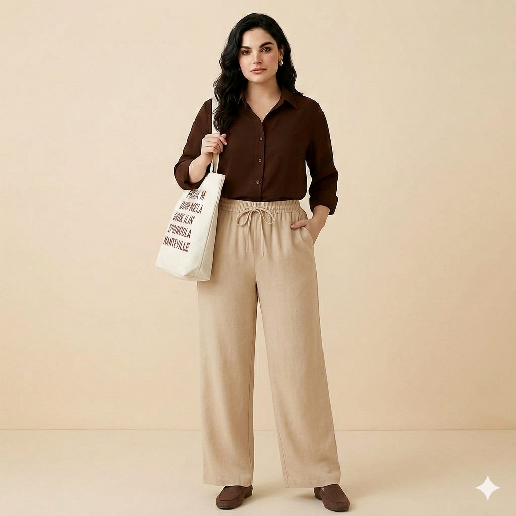 Brown Shirt & Beige Pant Set