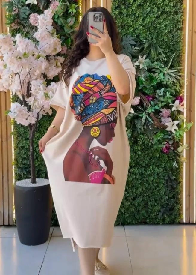 Drop Shoulder Printed Long Top