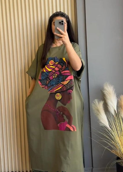 Drop Shoulder Printed Long Top