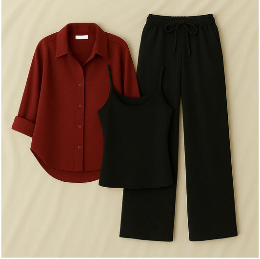 Mahron Shirt + Black Inner + Black Trouser