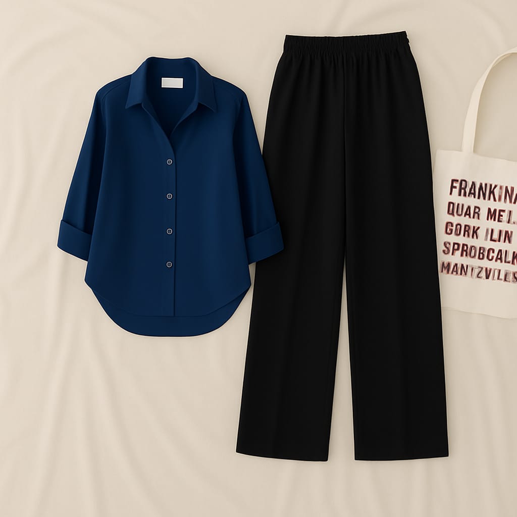 Naavy Shirt & Black Pant Set