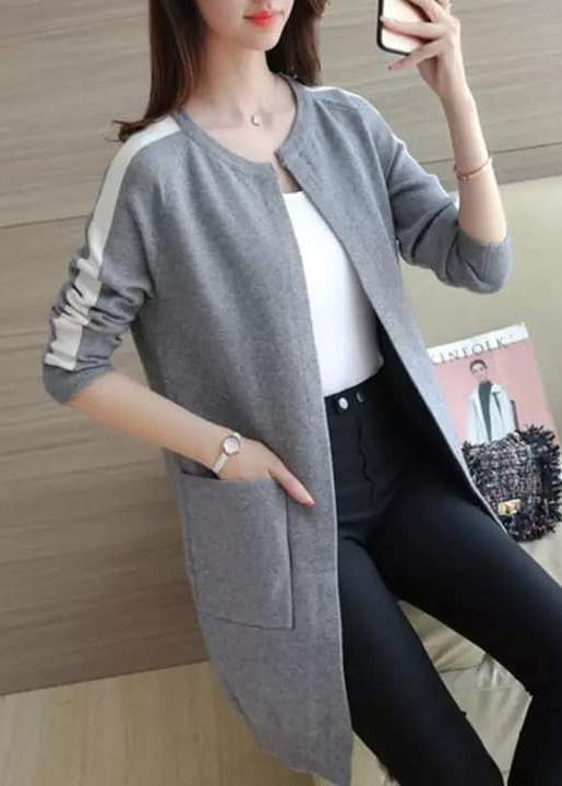 Striped Fleece Long Coat