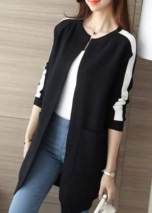 Striped Fleece Long Coat