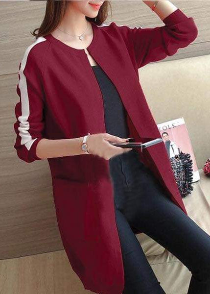 Striped Fleece Long Coat