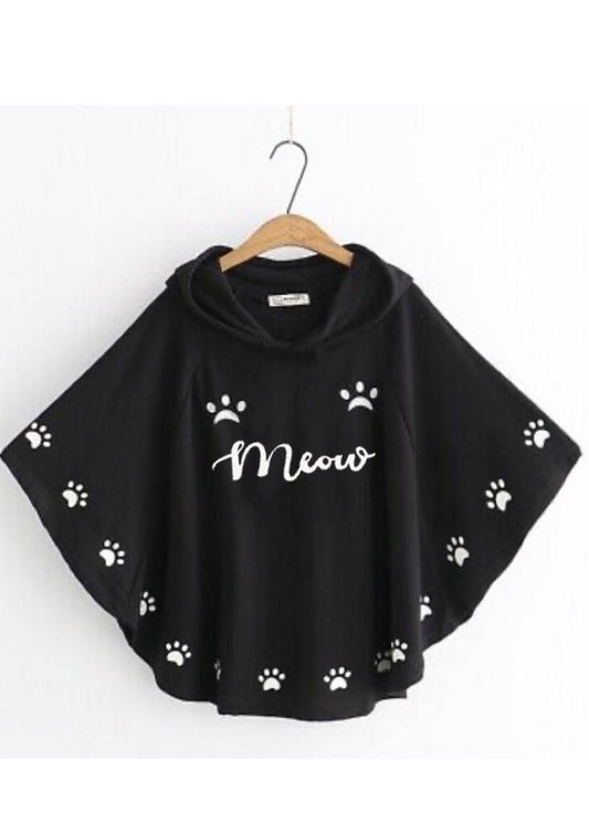 Round Style Meow Hooded Poncho