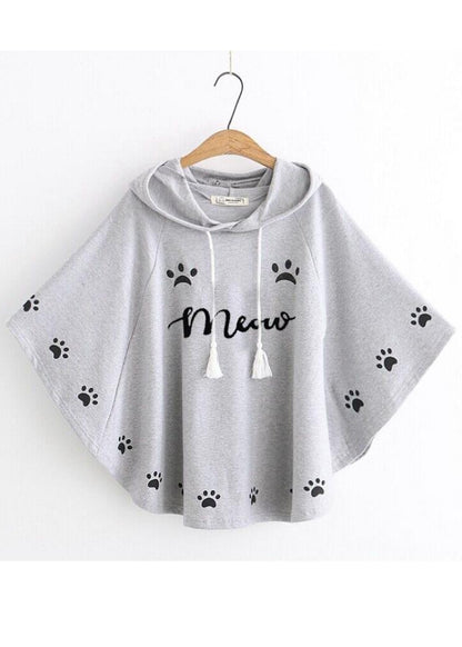 Round Style Meow Hooded Poncho