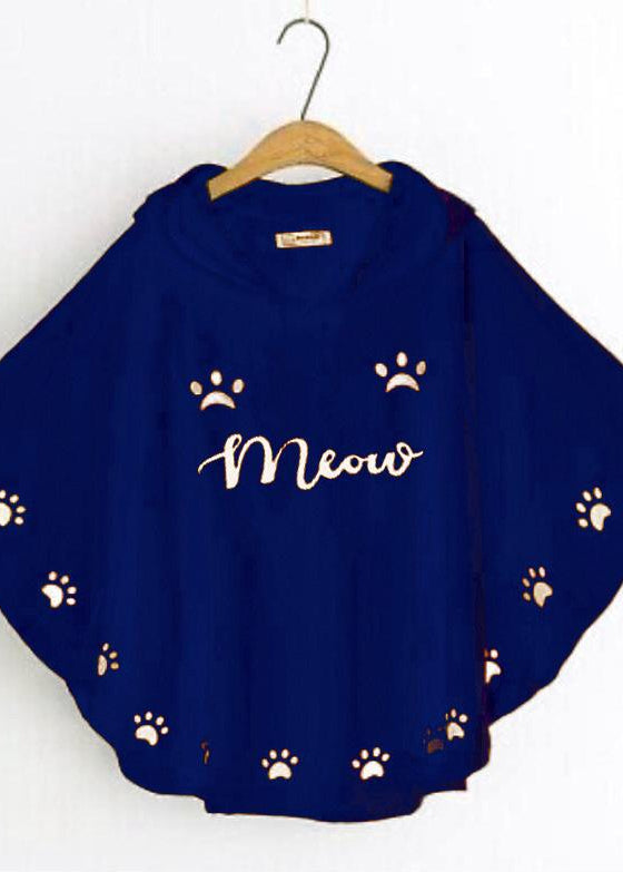 Round Style Meow Hooded Poncho