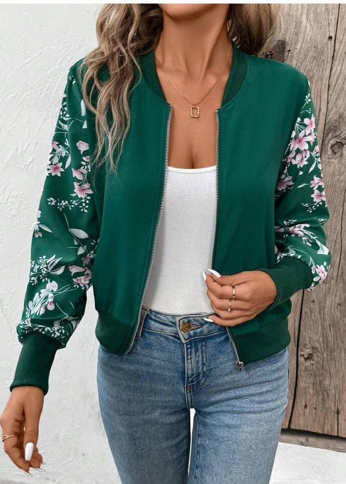 Floral Zipper Jacket