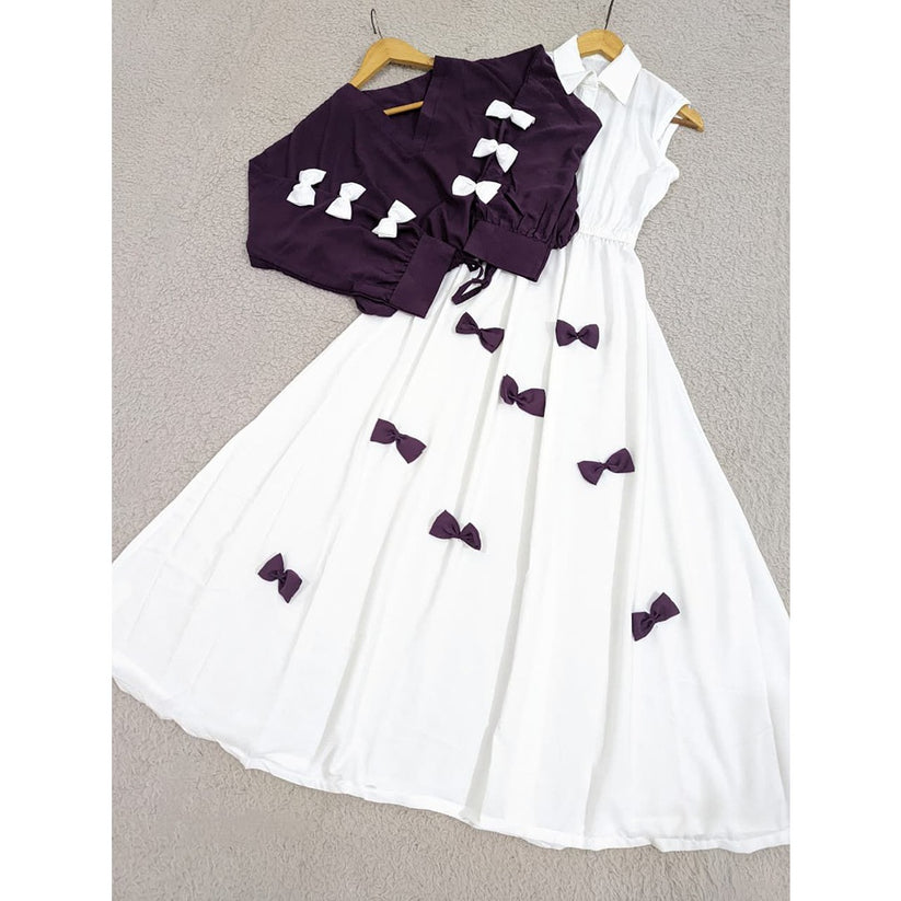 Grace Bow Maxi Set Elegant Two Piece Georgette Dress for Women