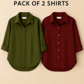 Pack of 2 Premium Casual Shirt Olive & Mahron