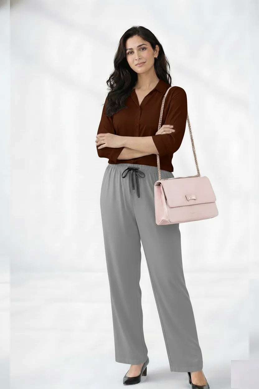 Brown Shirt & Gray Pant Set