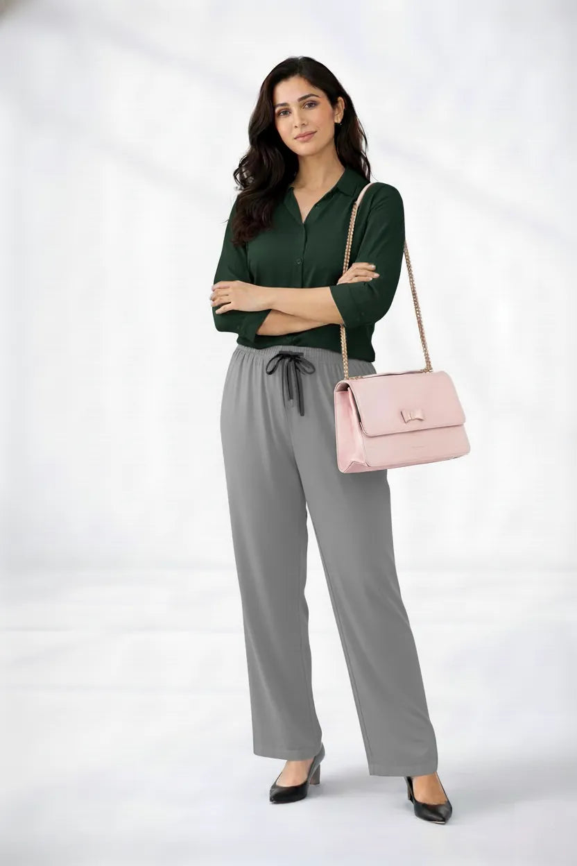 Dark Green Shirt & Gray Pant Set