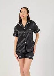 Pipin Silk Night Suit Shirt & Short Set