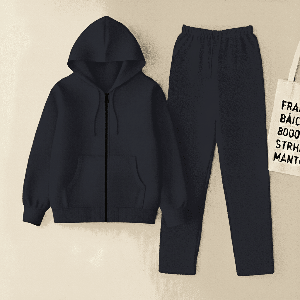 Navy Blue Zipper And Navy Blue Trouser set