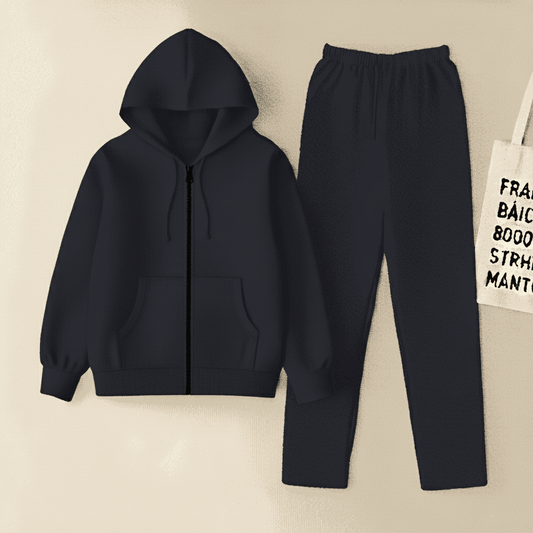 Navy Blue Zipper And Navy Blue Trouser set