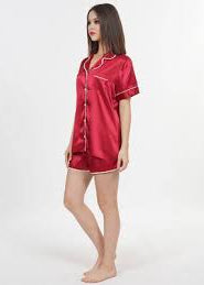 Pipin Silk Night Suit Shirt & Short Set