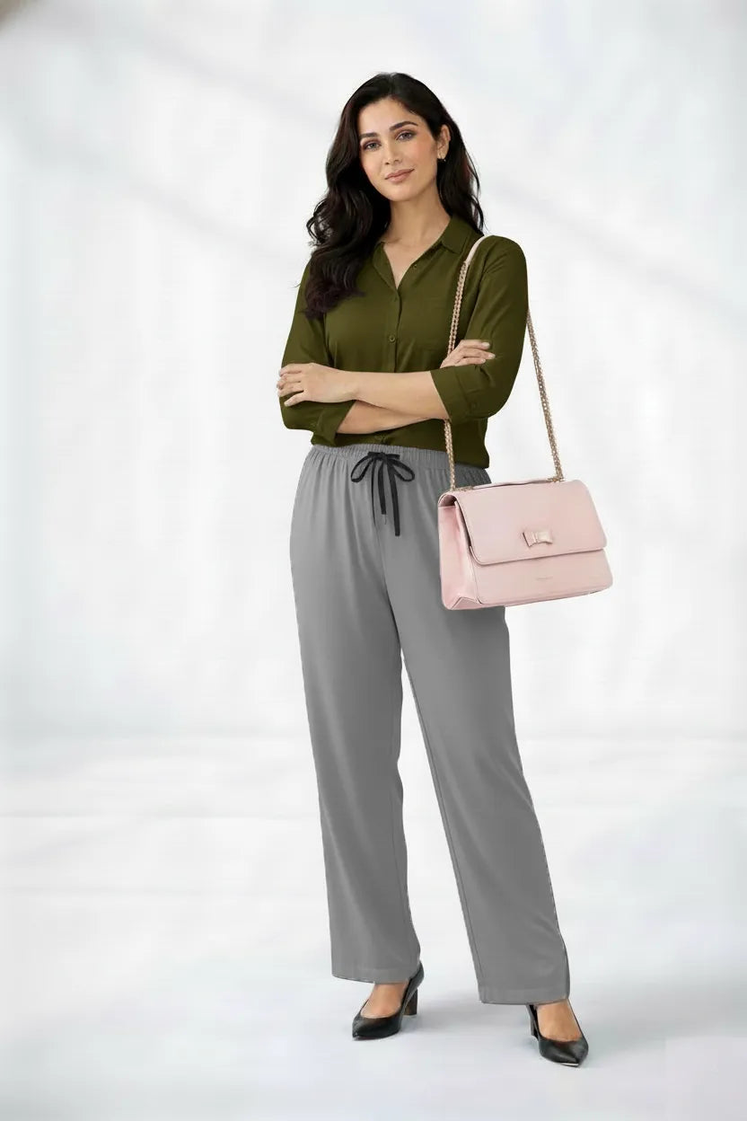 Olive Shirt & Gray Pant Set