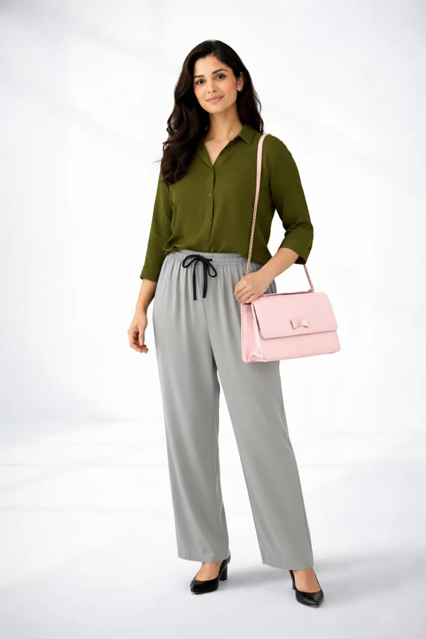 Olive Shirt & Gray Pant Set