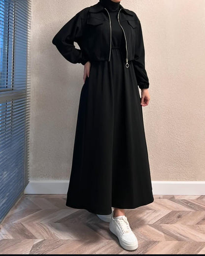 2PC Long Frock With Upper Fleece Jacket
